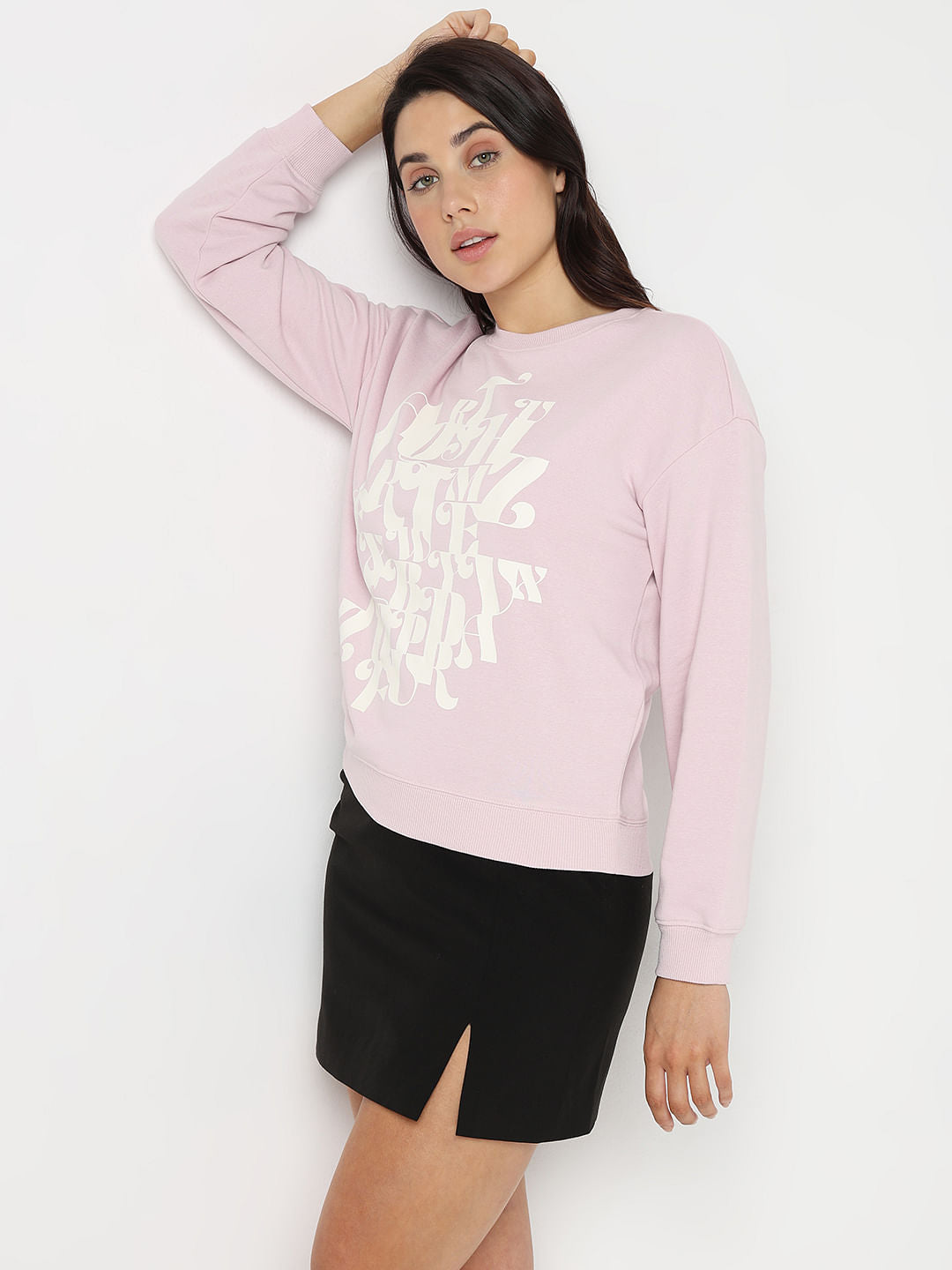 Orchid Pink Graphic Printed Sweatshirt