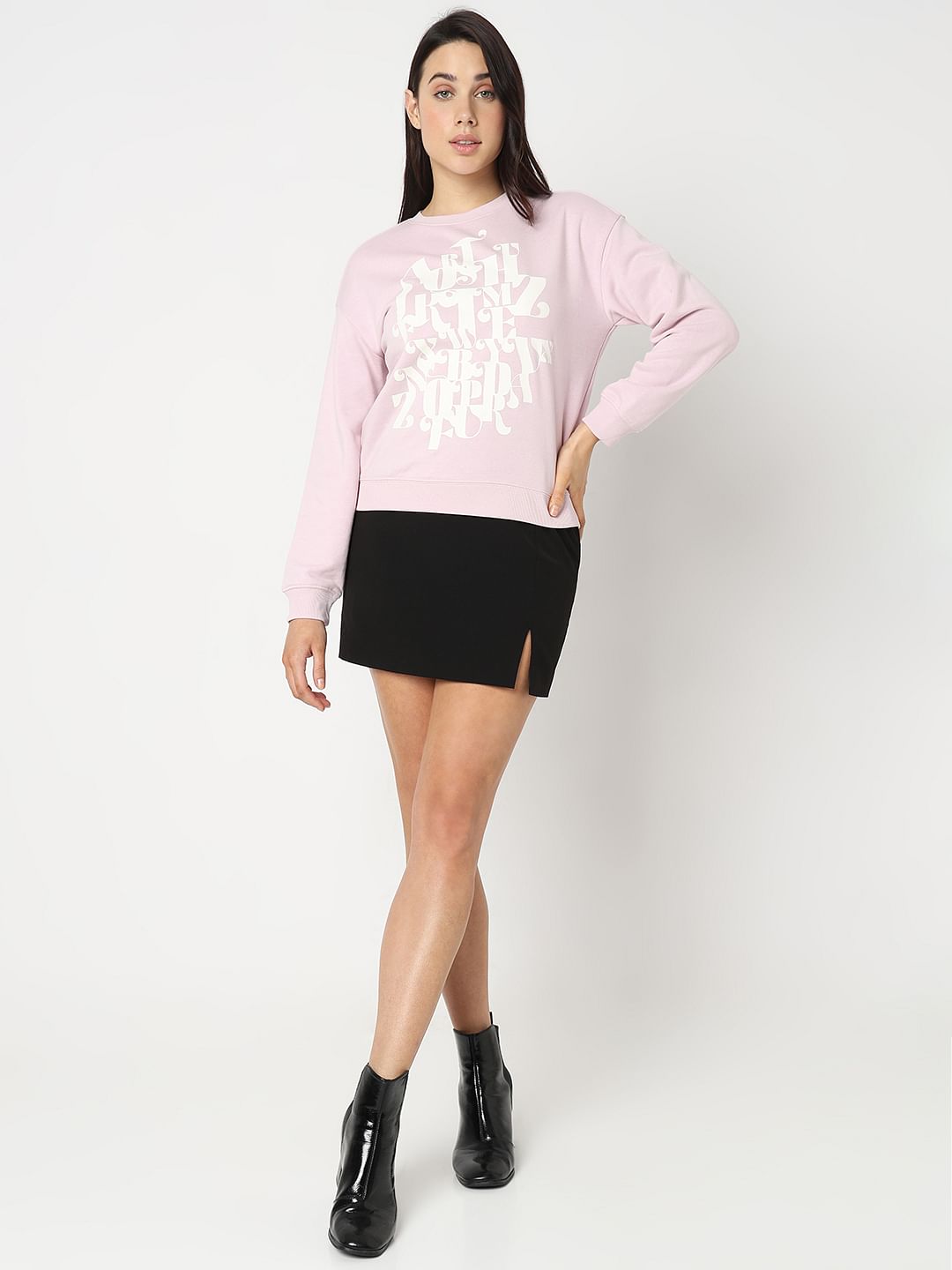 Orchid Pink Graphic Printed Sweatshirt
