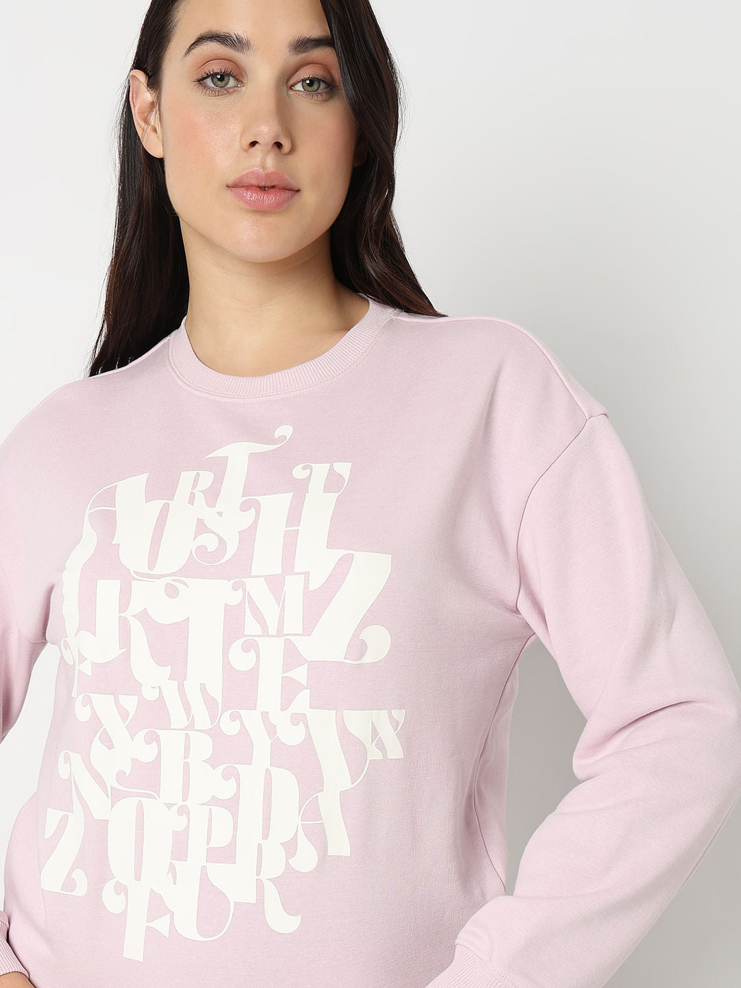 Orchid Pink Graphic Printed Sweatshirt