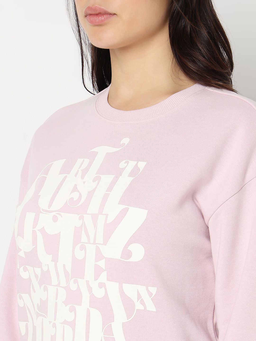 Orchid Pink Graphic Printed Sweatshirt