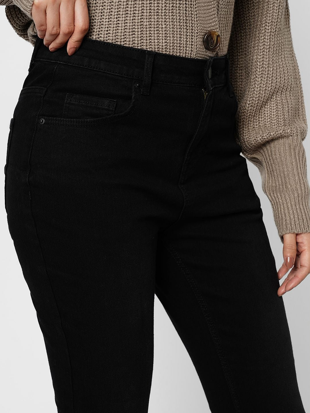 I.Scenery By Vero Moda Black High Rise Ripped Wendy Skinny Jeans