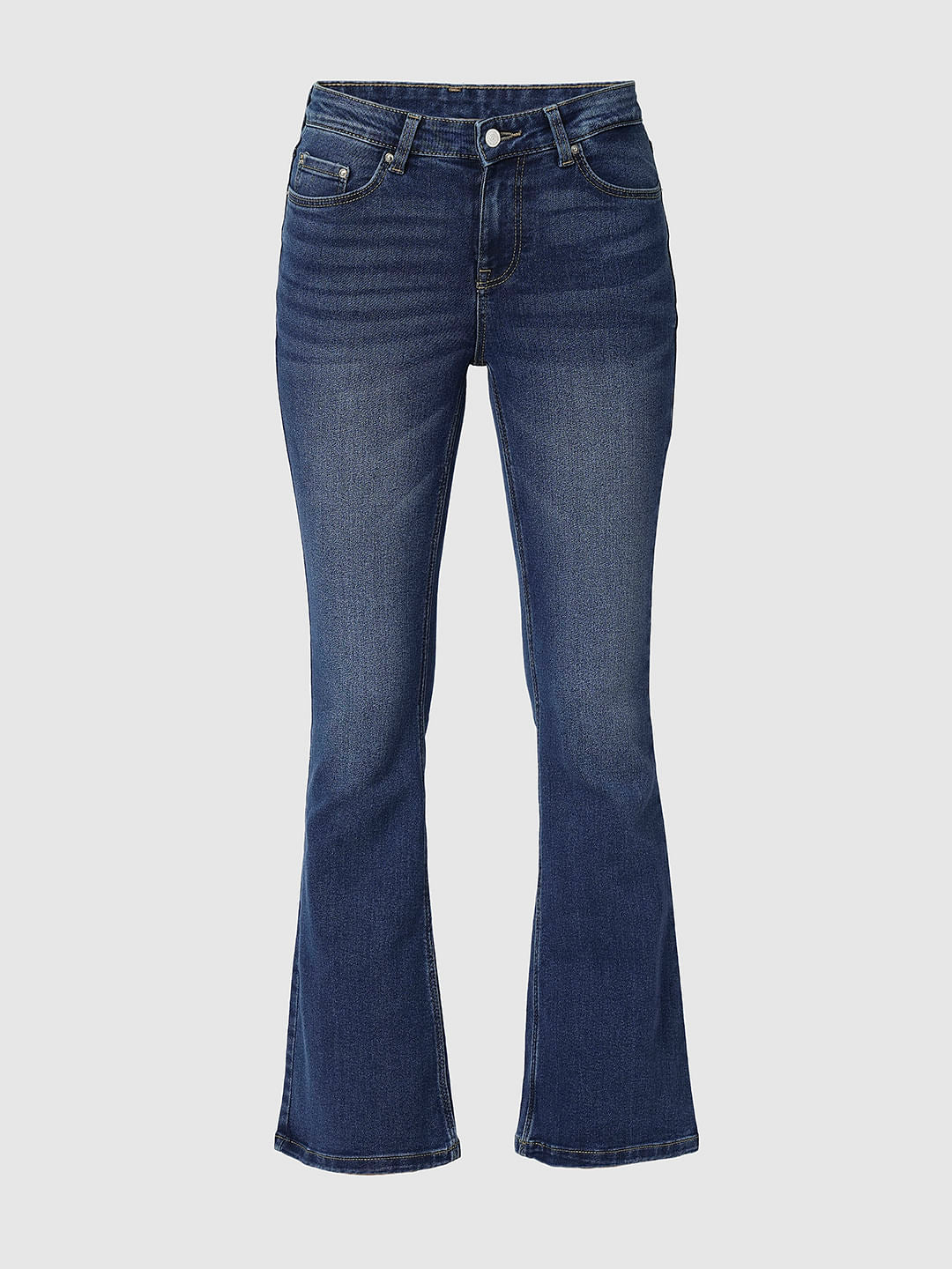 I.Scenery By Vero Moda Blue Mid Rise Bootcut Jeans