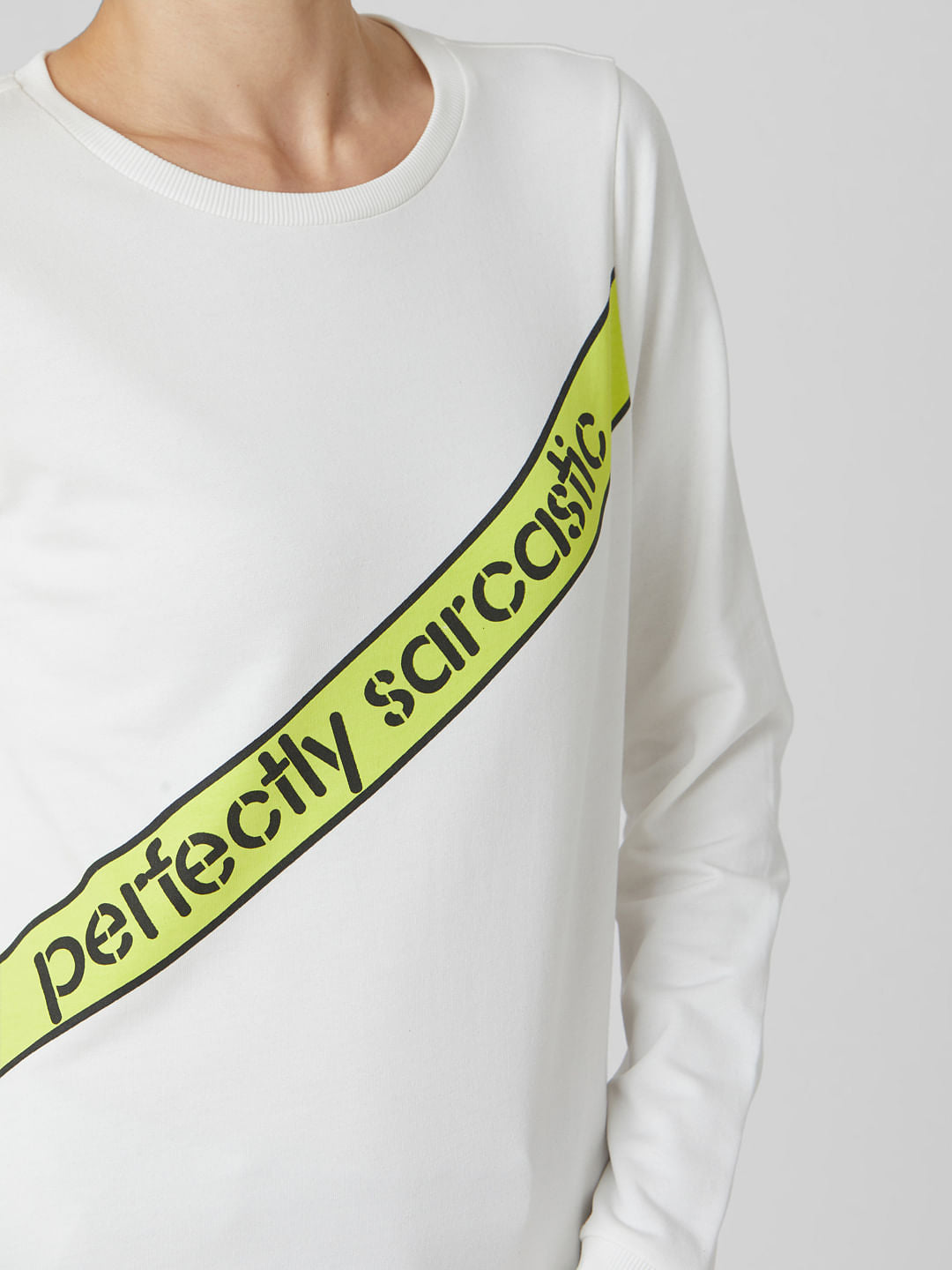 White Slogan Print Sweatshirt