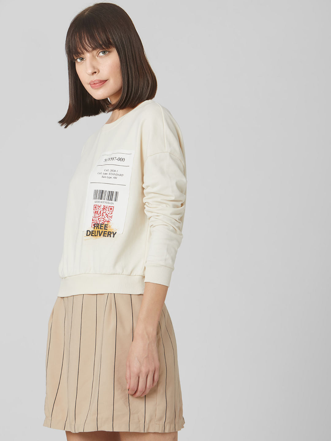 Beige Scan Print Sweatshirt