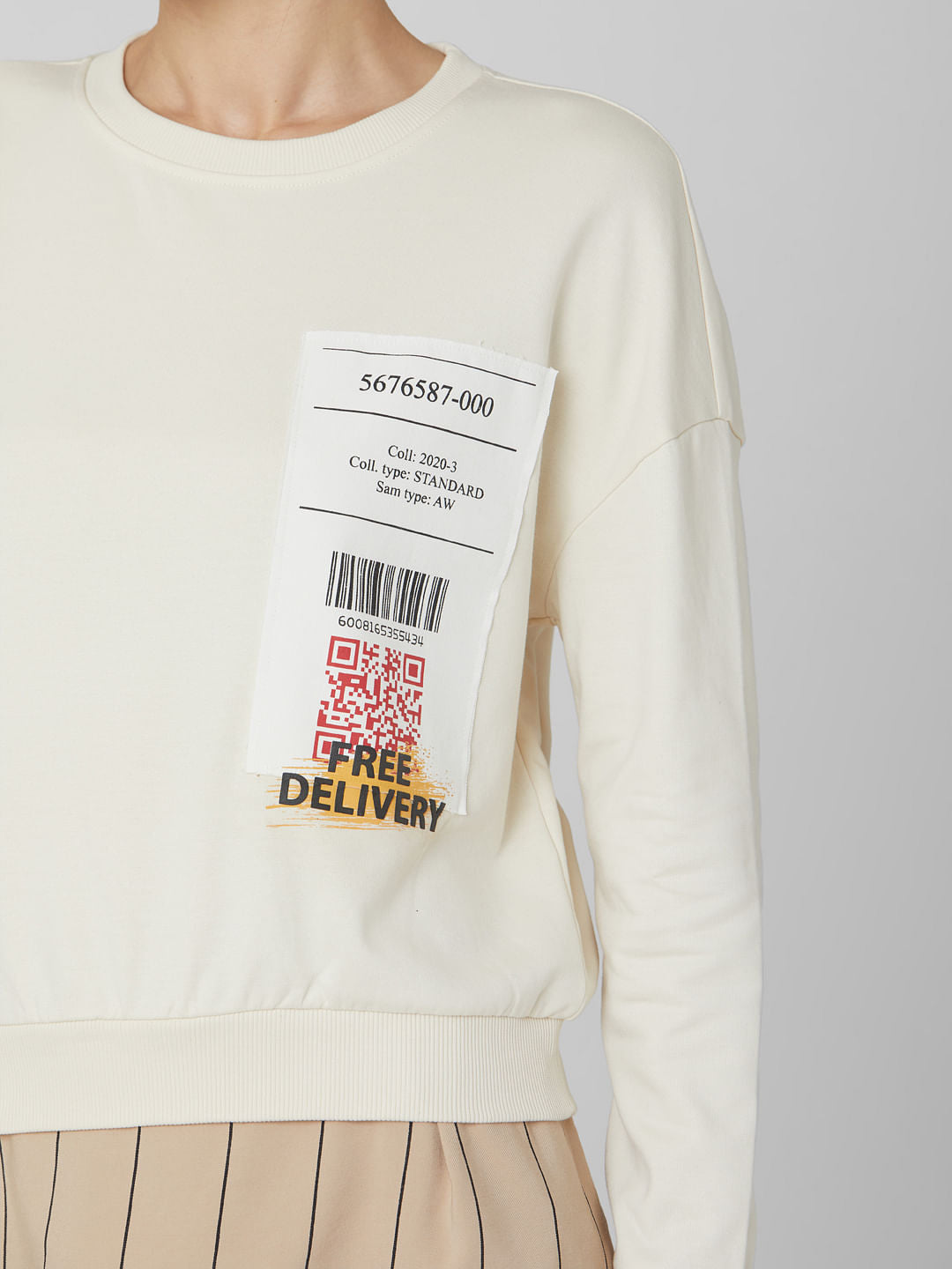 Beige Scan Print Sweatshirt