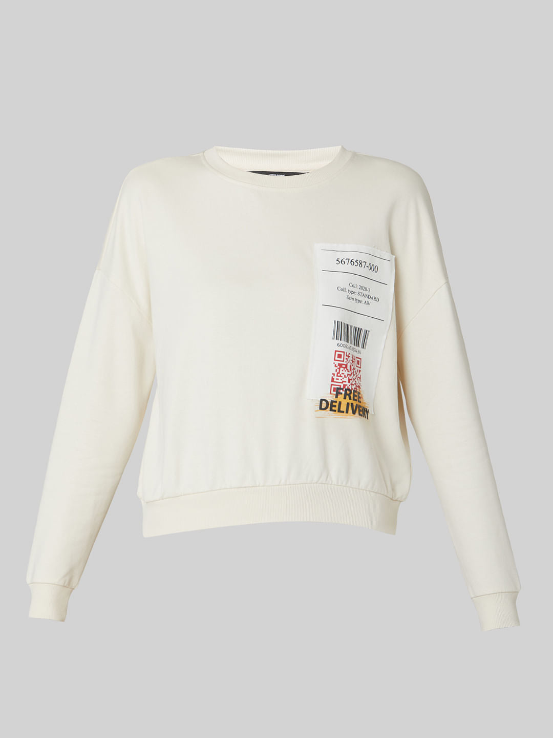 Beige Scan Print Sweatshirt