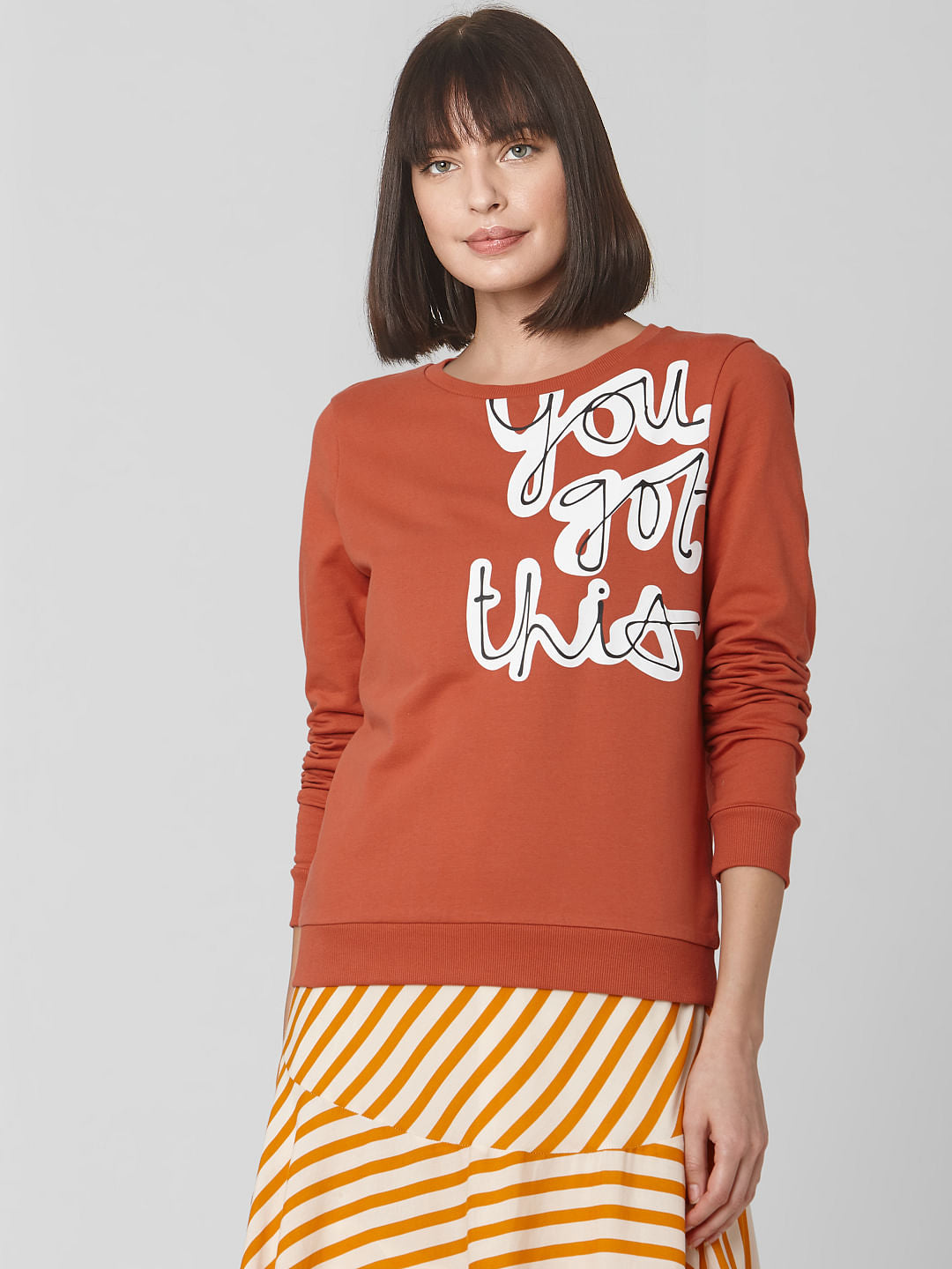 Rust Pink Typographic Print Sweatshirt