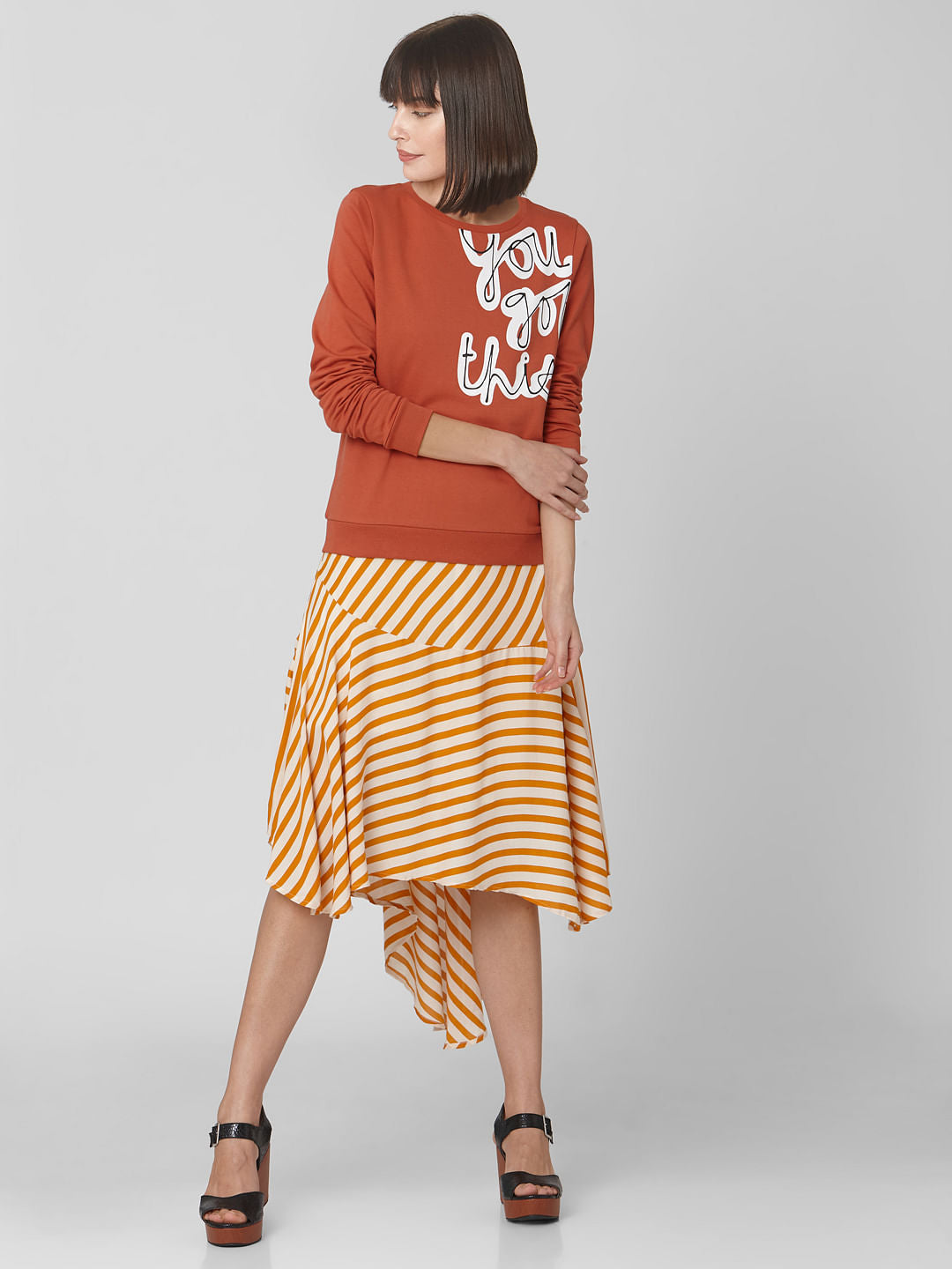 Rust Pink Typographic Print Sweatshirt