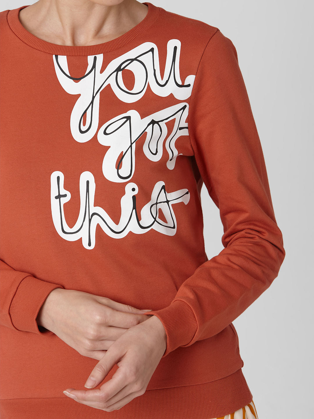 Rust Pink Typographic Print Sweatshirt