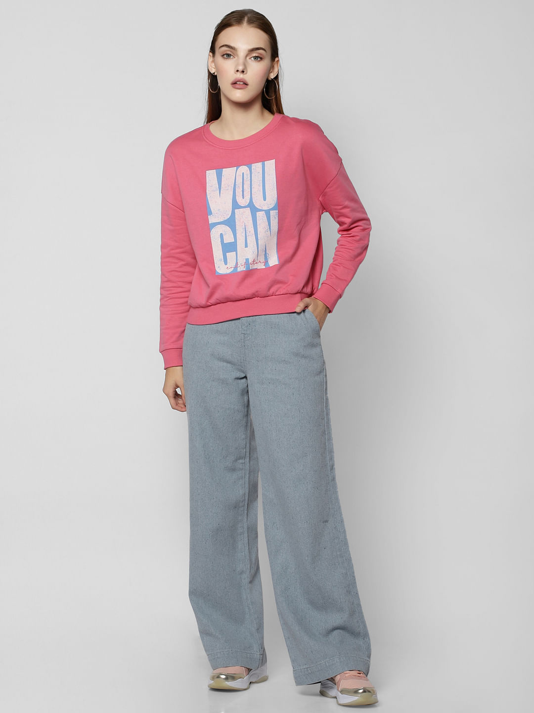 Pink Typographic Print Sweatshirt