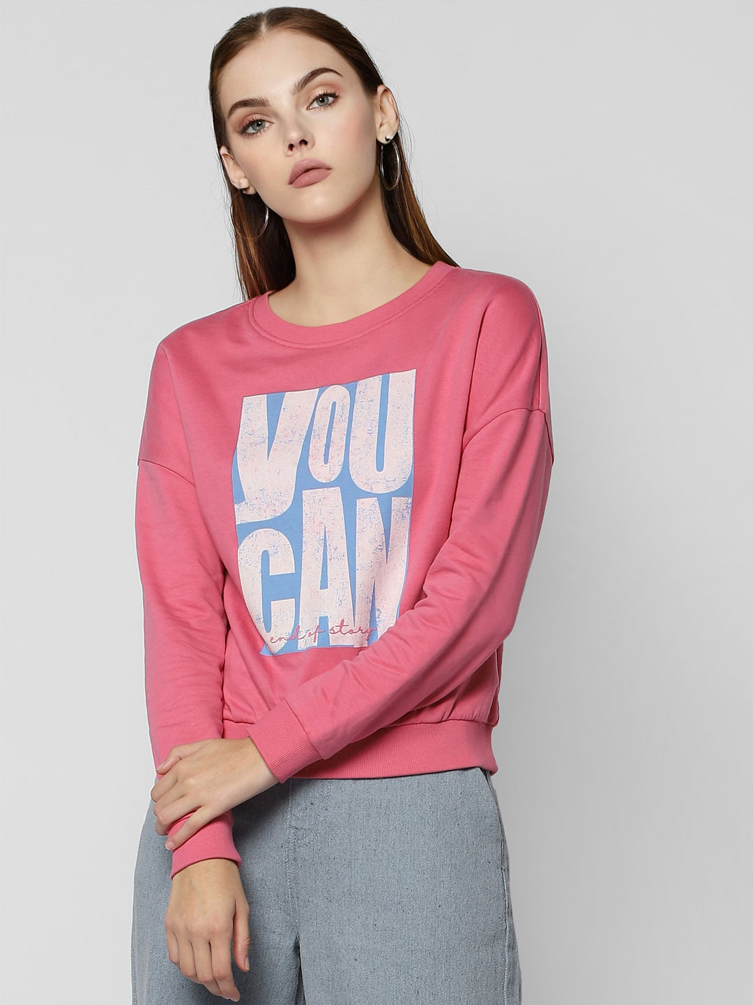 Pink Typographic Print Sweatshirt