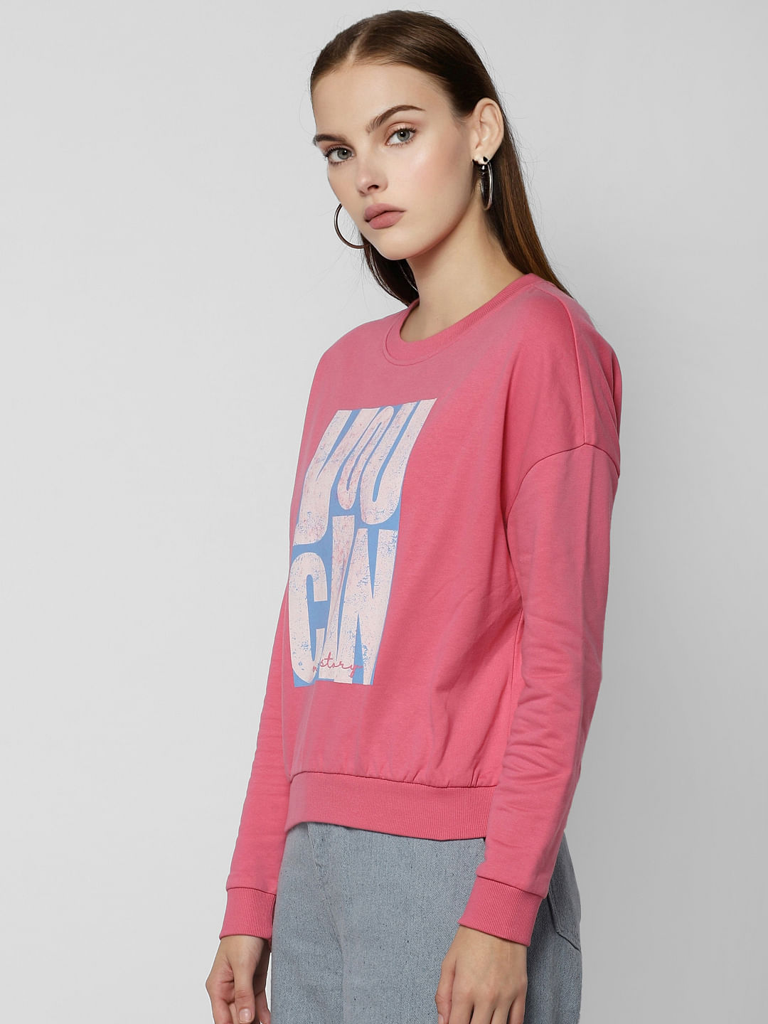 Pink Typographic Print Sweatshirt