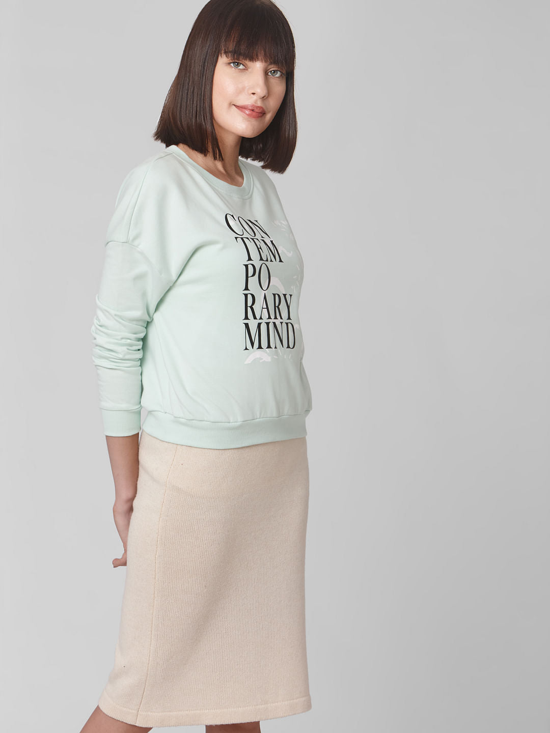 Sky Blue Typographic Print Sweatshirt