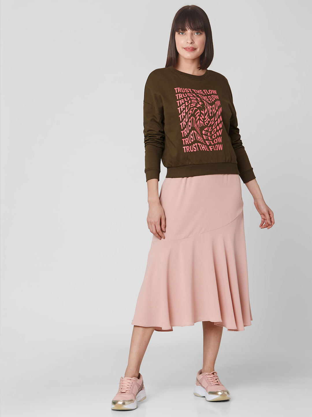 Green Slogan Print Sweatshirt