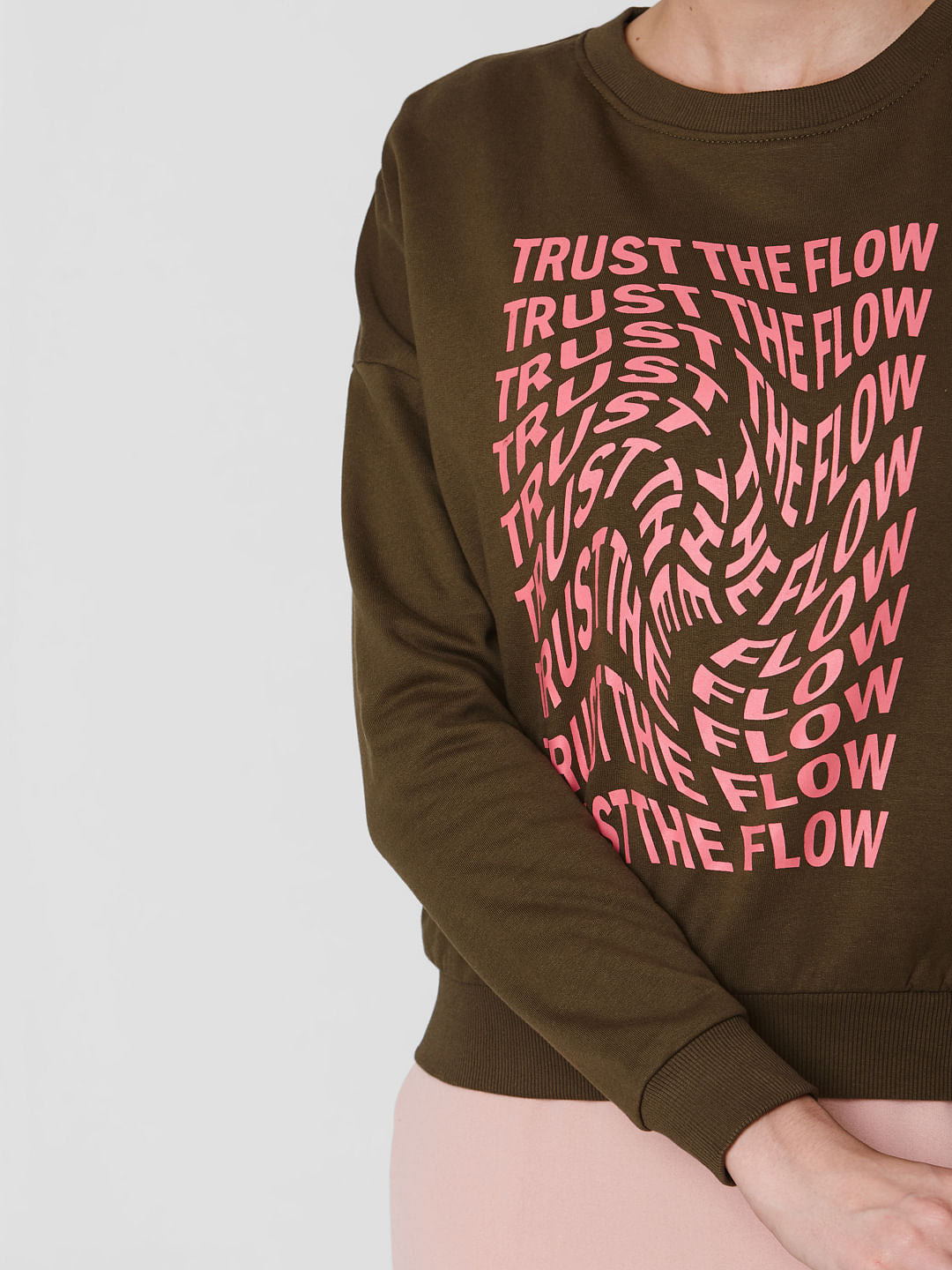 Green Slogan Print Sweatshirt