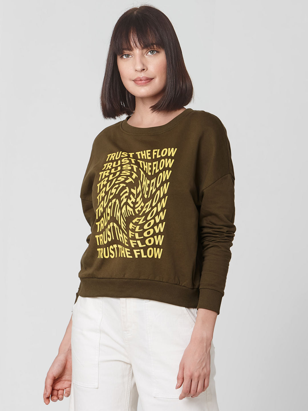Green Slogan Print Sweatshirt