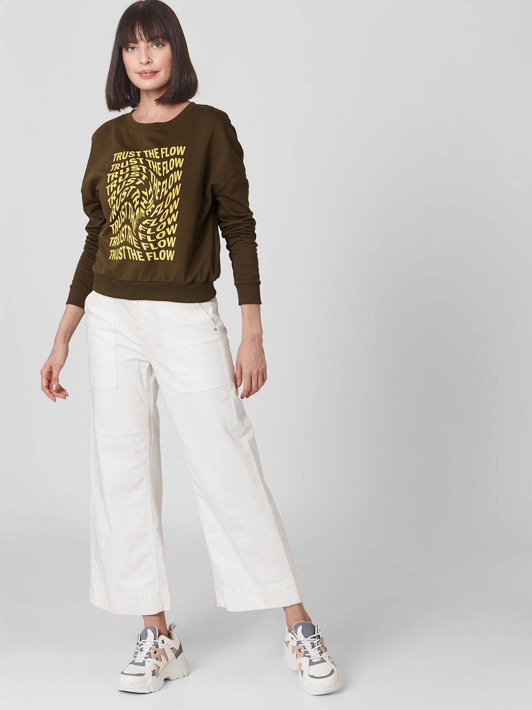 Green Slogan Print Sweatshirt