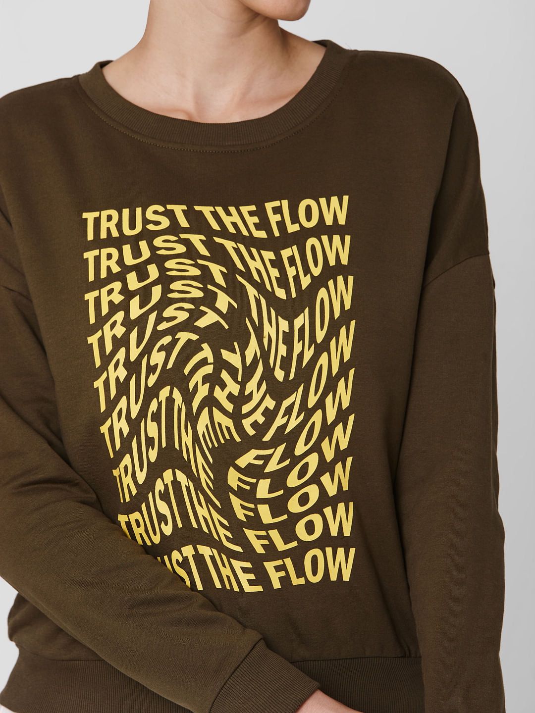 Green Slogan Print Sweatshirt