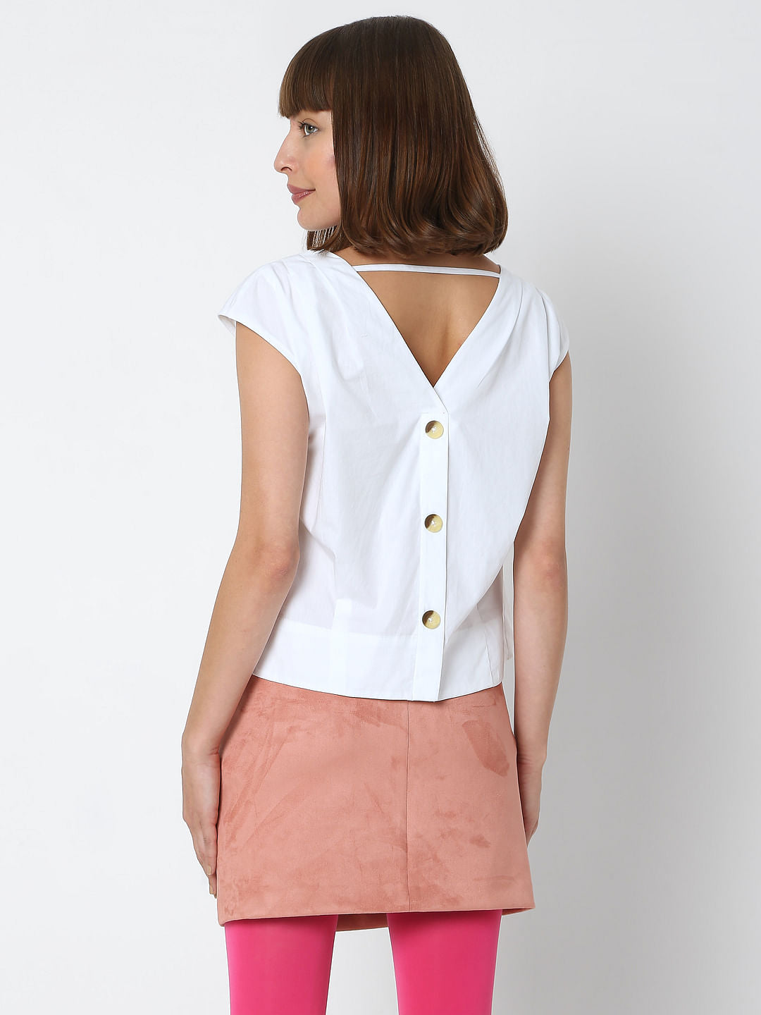 White V-Neck Co-Ord Set Top