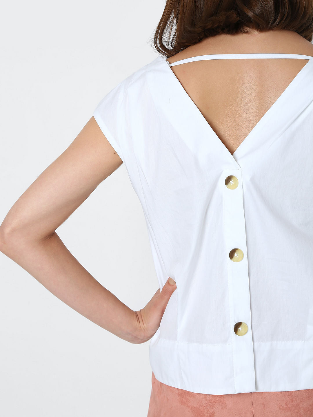 White V-Neck Co-Ord Set Top