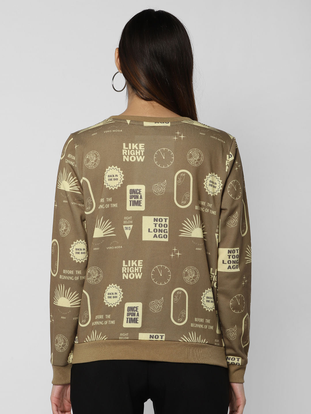 Brown Quirky Graphic Print Sweatshirt