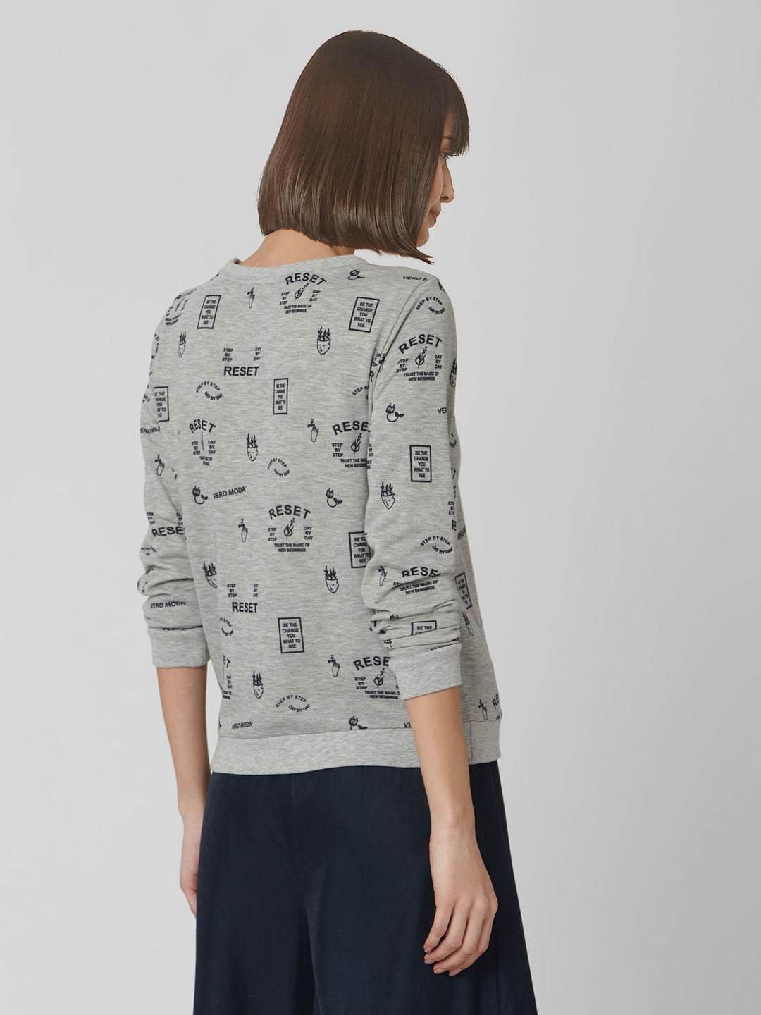 Grey Reset Graphic Print Sweatshirt