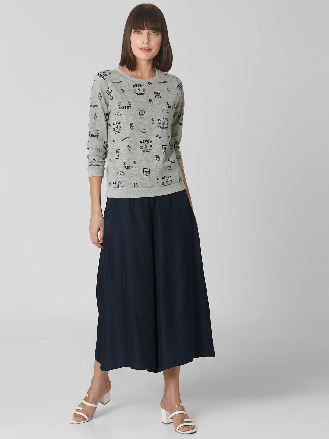 Grey Reset Graphic Print Sweatshirt