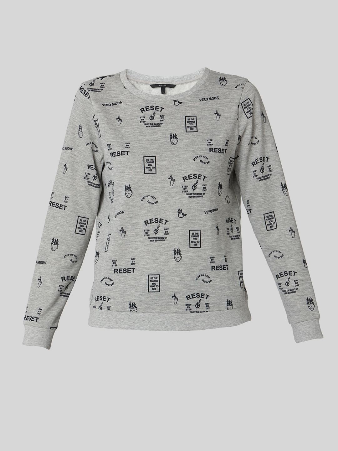 Grey Reset Graphic Print Sweatshirt
