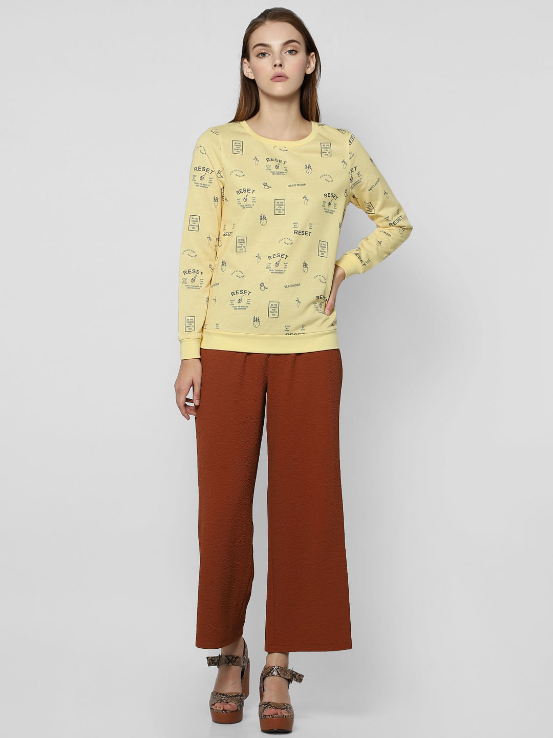 Yellow Reset Graphic Print Sweatshirt