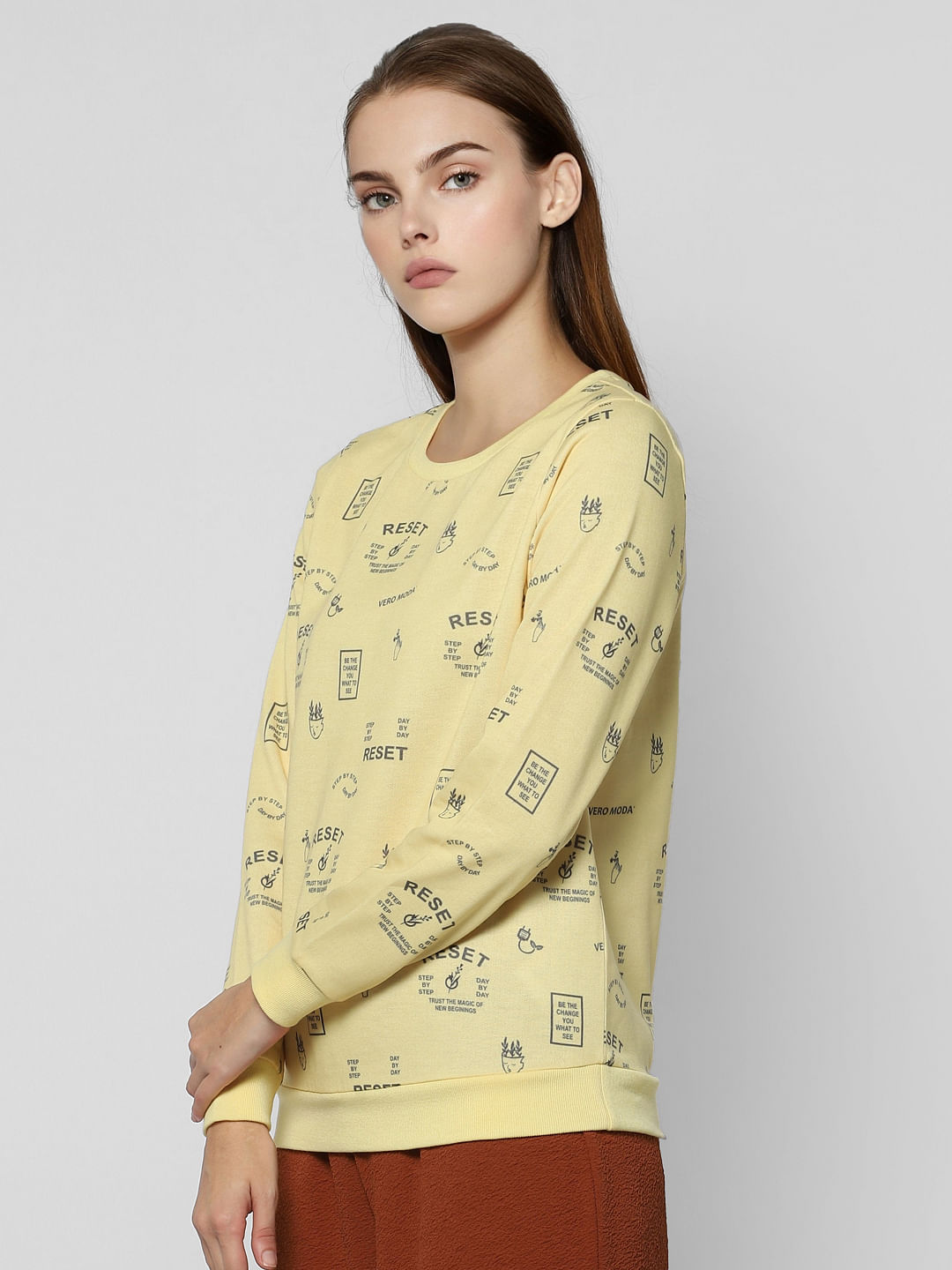 Yellow Reset Graphic Print Sweatshirt