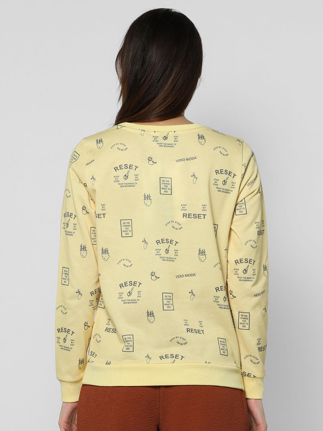 Yellow Reset Graphic Print Sweatshirt