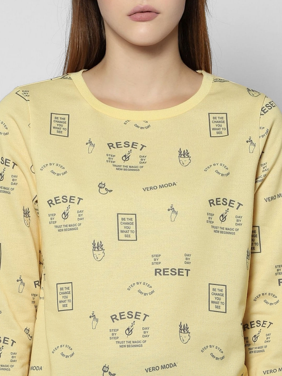 Yellow Reset Graphic Print Sweatshirt