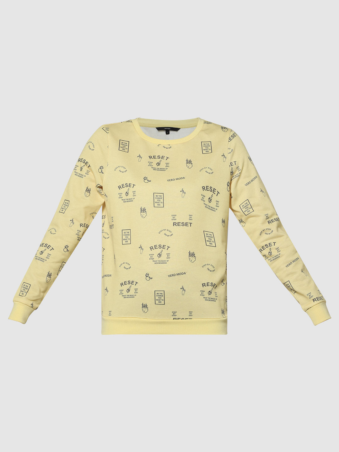 Yellow Reset Graphic Print Sweatshirt