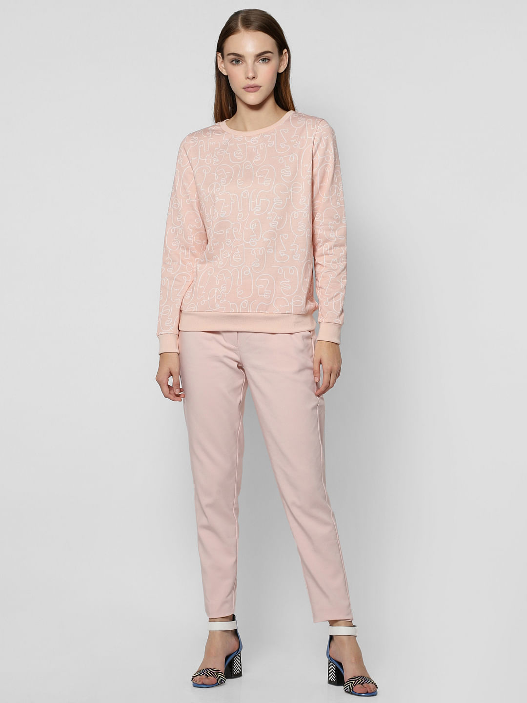 Pink Abstract Print Sweatshirt