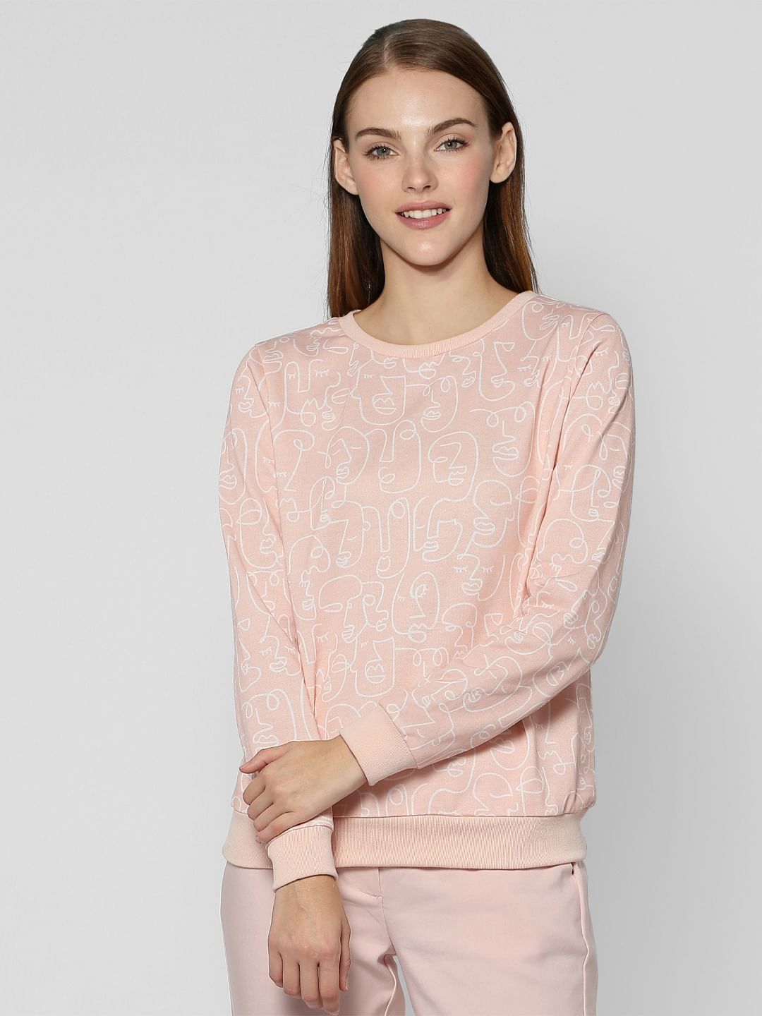 Pink Abstract Print Sweatshirt