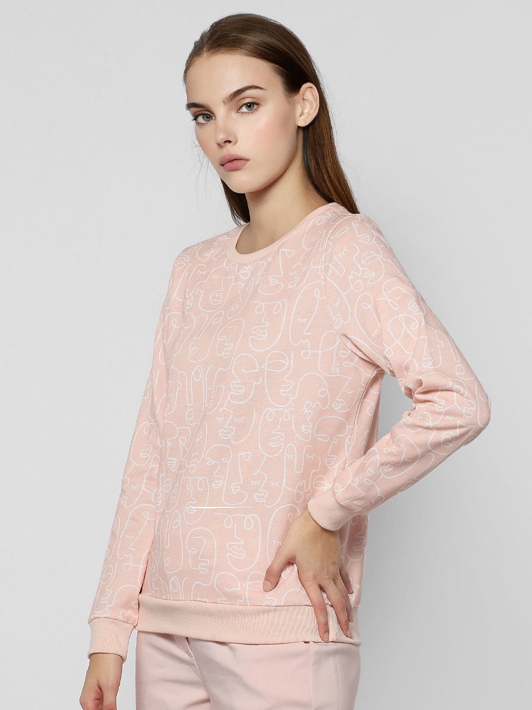 Pink Abstract Print Sweatshirt