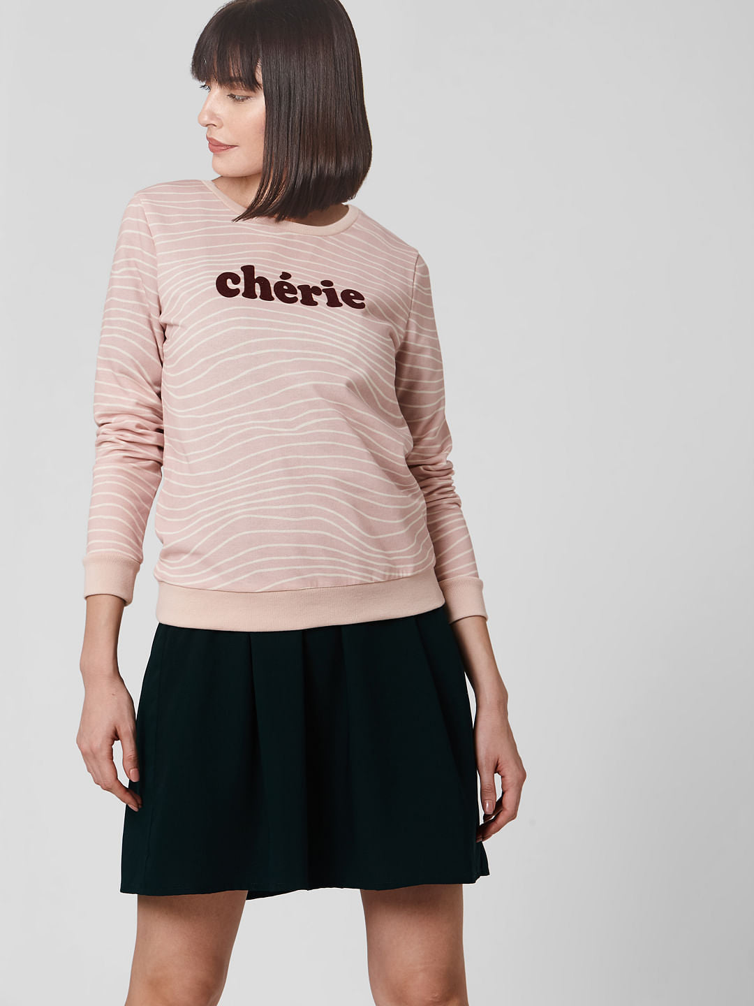Pink Text Print Sweatshirt