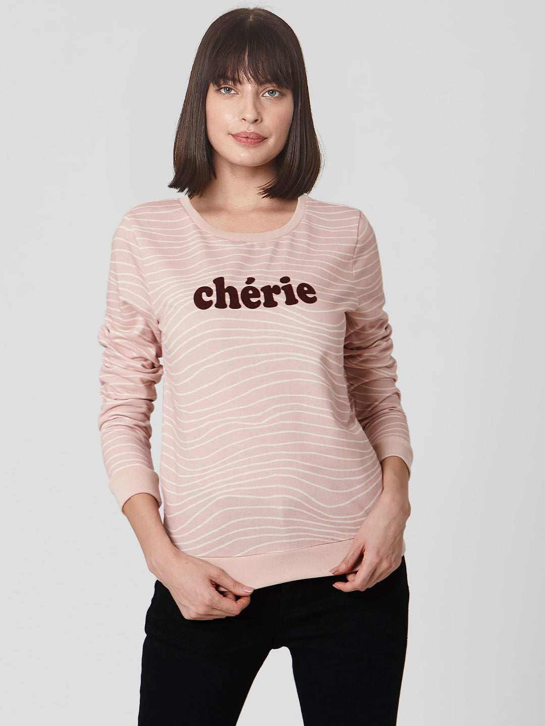 Pink Text Print Sweatshirt