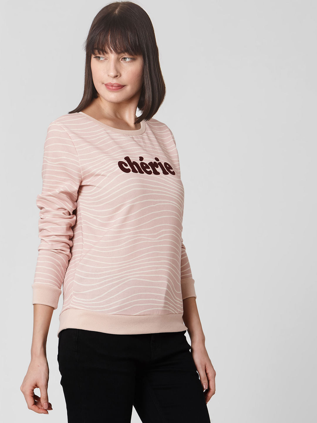 Pink Text Print Sweatshirt