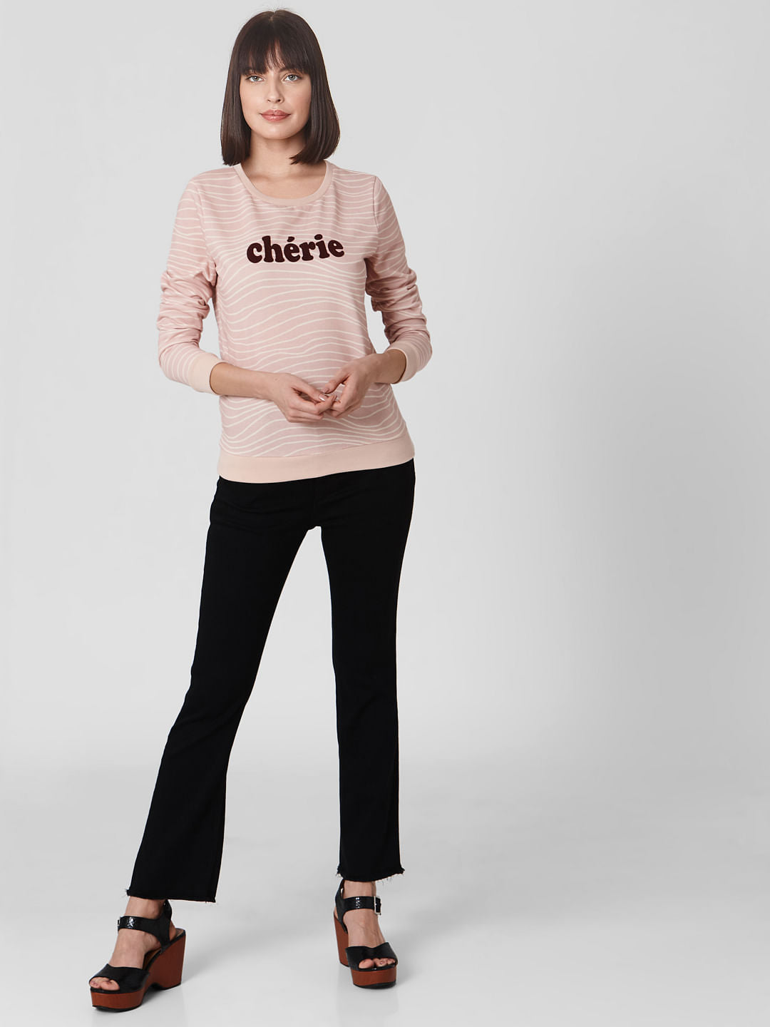 Pink Text Print Sweatshirt