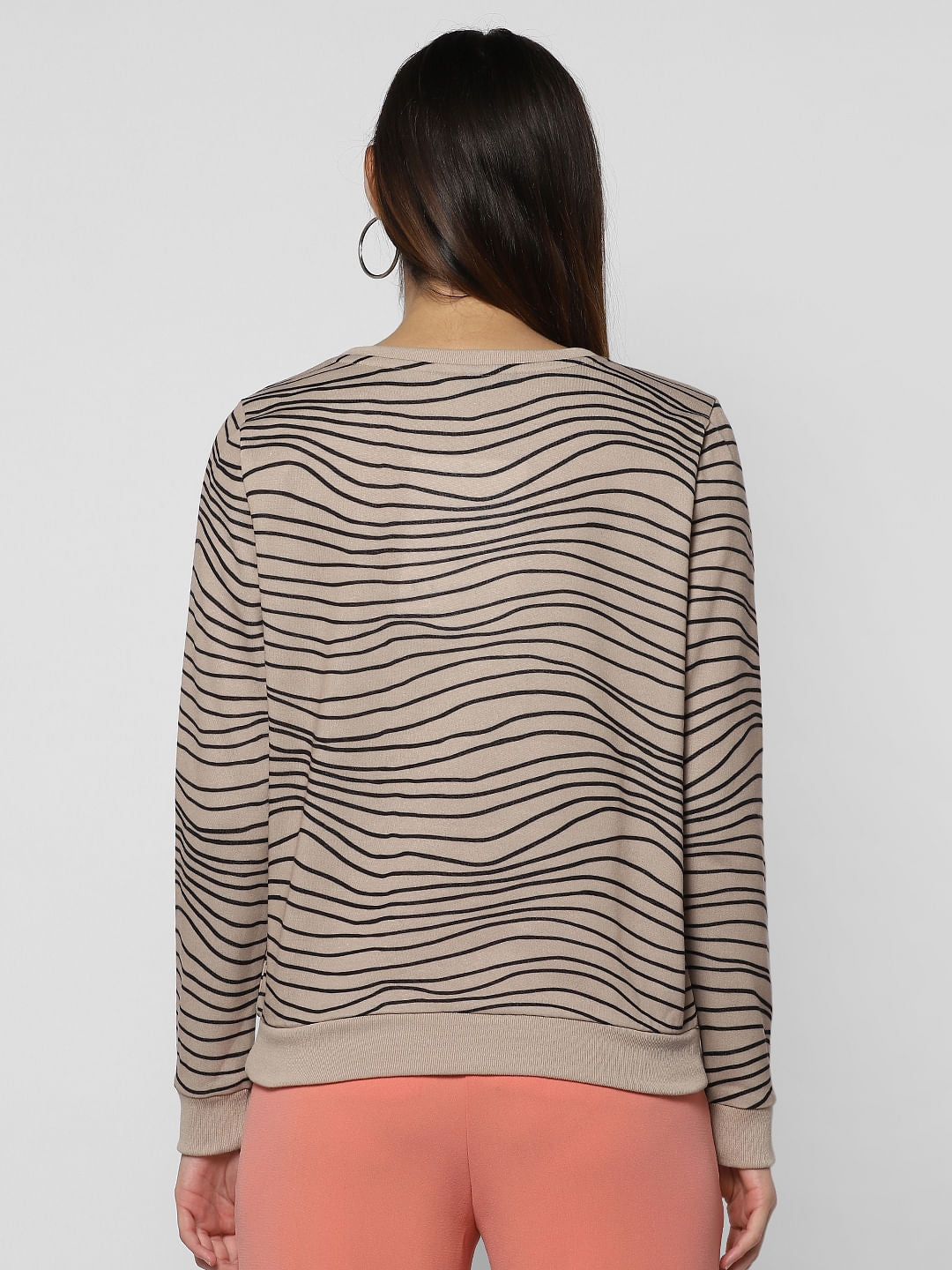 Beige Text Print Sweatshirt