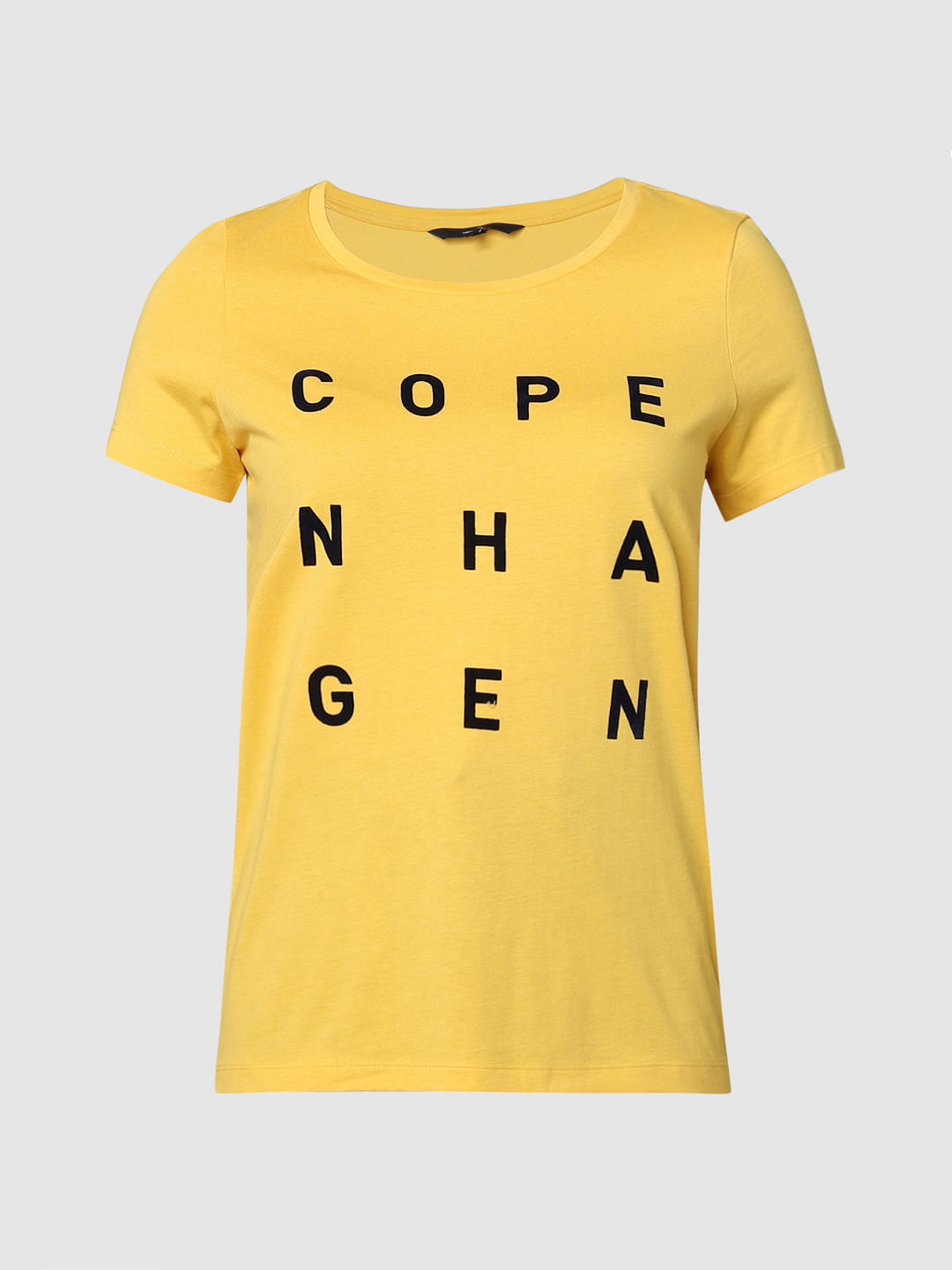 Yellow Text Print T-Shirt
