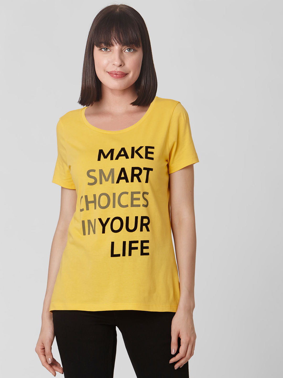 Yellow Quote Print T-Shirt