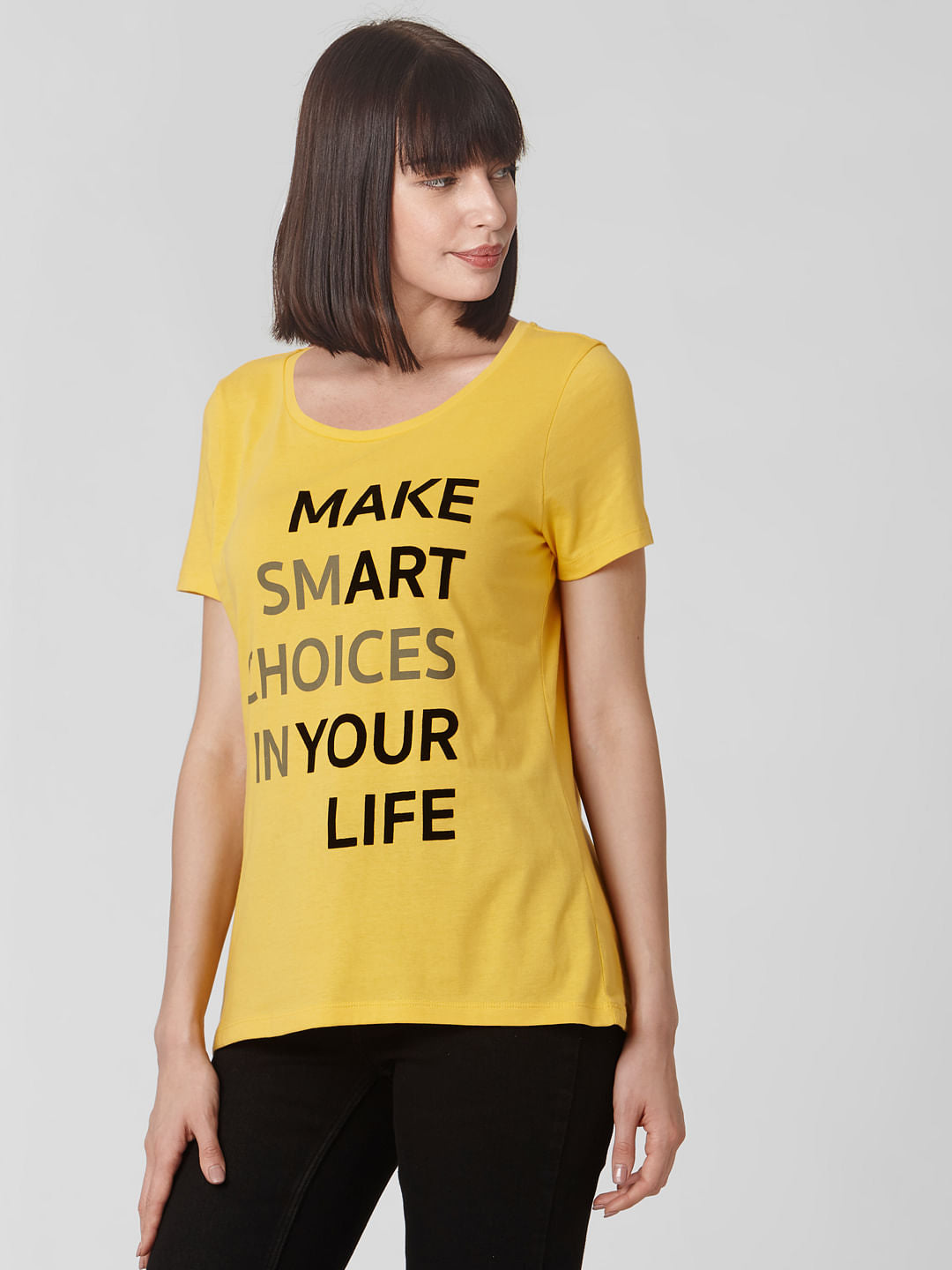 Yellow Quote Print T-Shirt