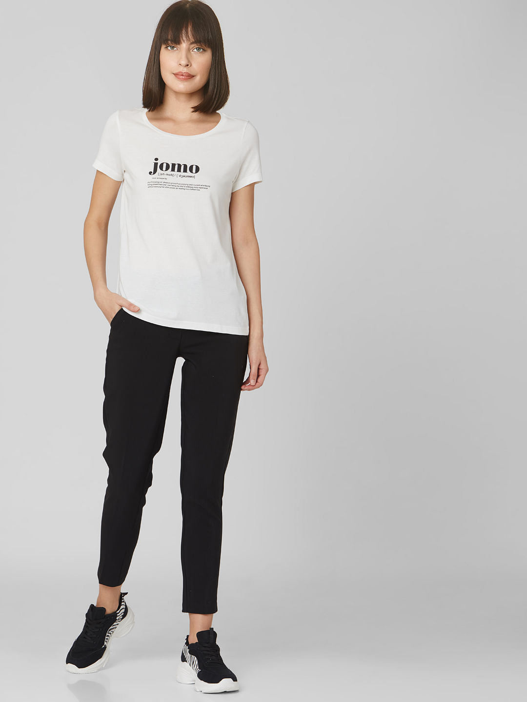 White Quote Print T-Shirt