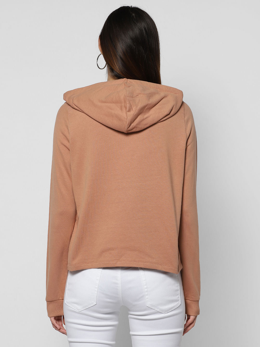Beige Text Print Hooded Sweatshirt