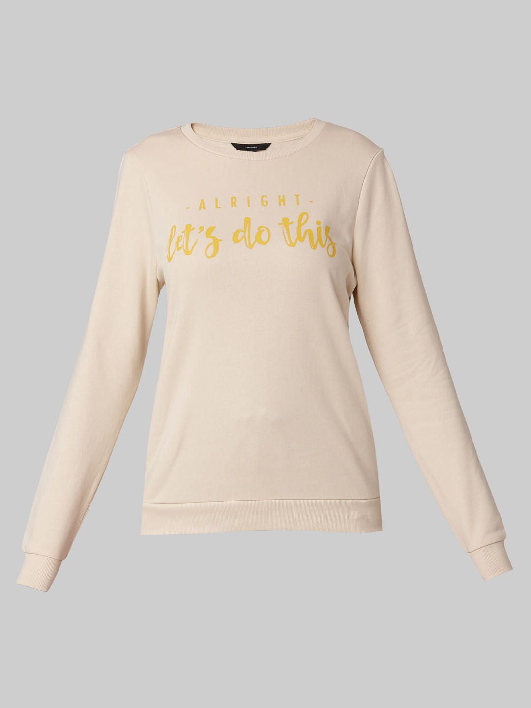 Beige Slogan Print Sweatshirt