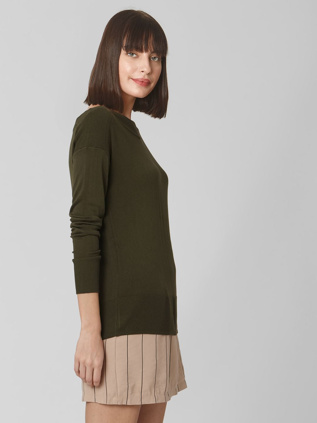 Green Boat Neck Pullover