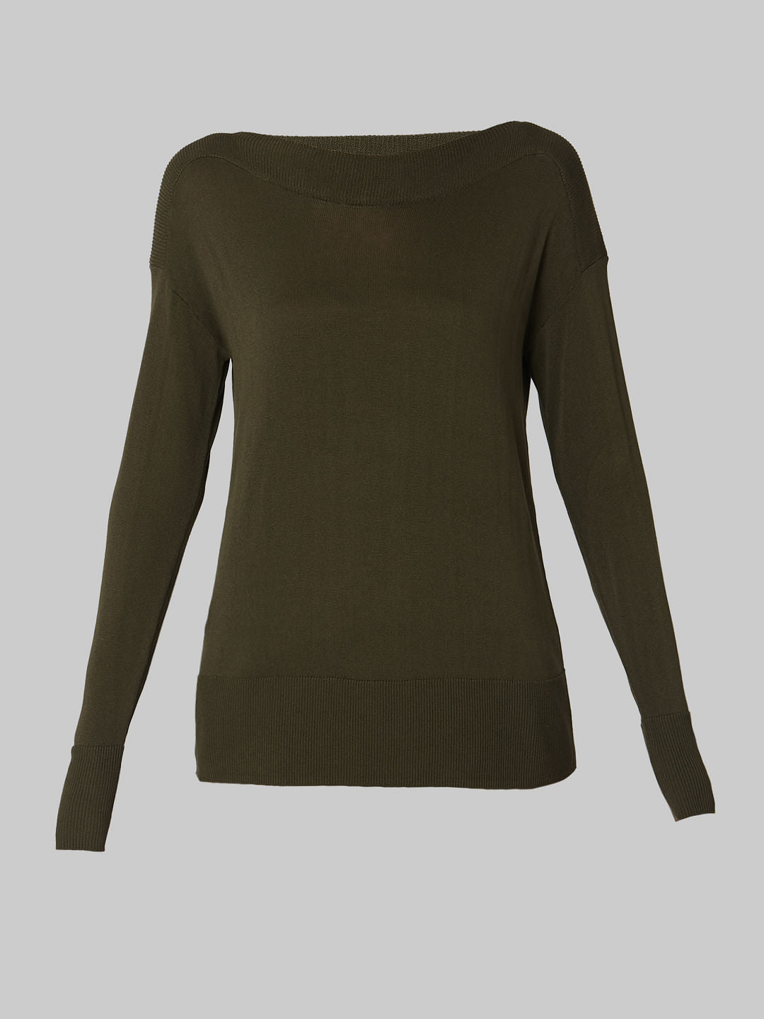 Green Boat Neck Pullover