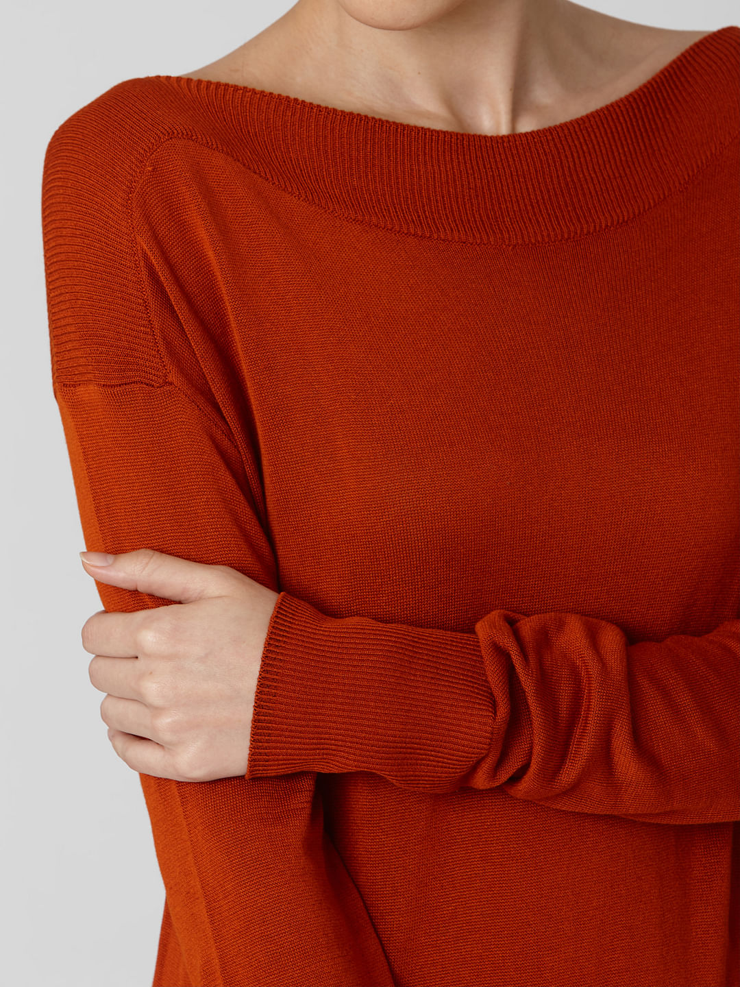 Burnt Red Boat Neck Pullover